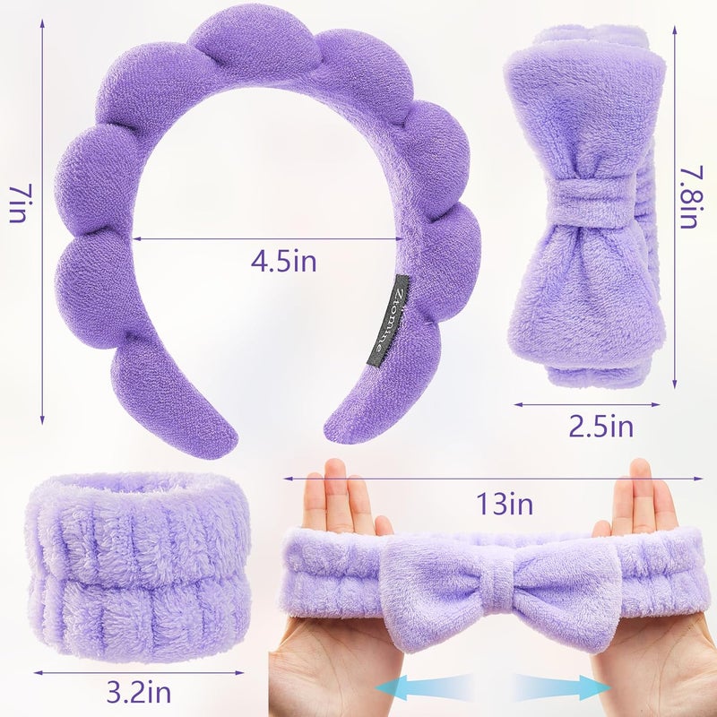 Ztomine Store Headbands for Women - Spa Headband and Wristband Set - Headband for Washing Face,Facial Mask,Makeup and Skin Care - Image 2